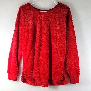 Fair Haven Rose Pattern Fuzzy Swestshirt Size L